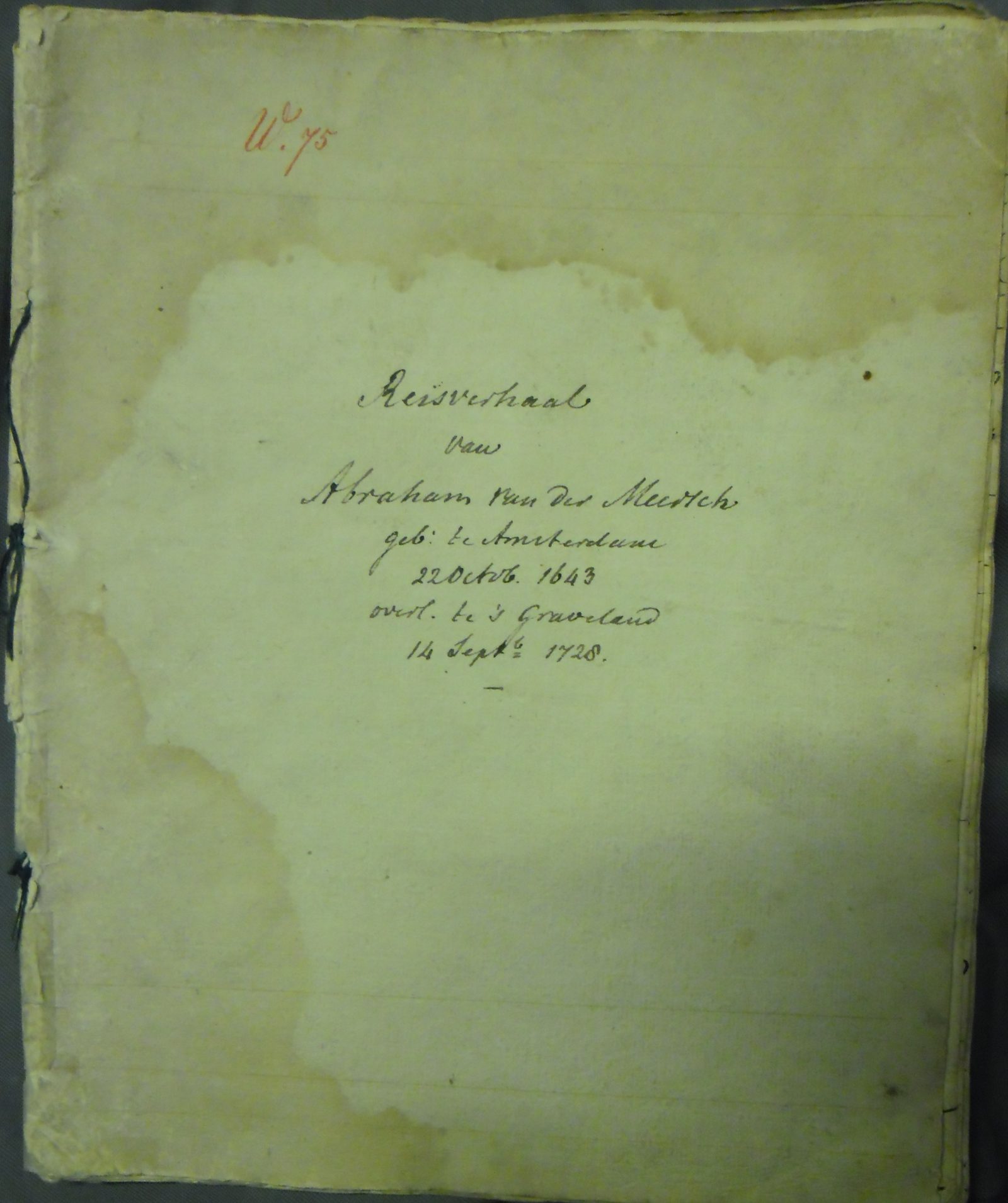 Titelpagina van het handschrift van Van der Meersch